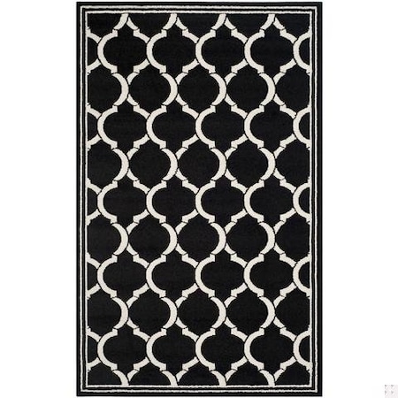 Safavieh 2 Ft.-6 In. X 4 Ft. Runner Indoor-Outdoor Amherst- Anthracite And Ivory Power Loomed Rug AMT415G-24